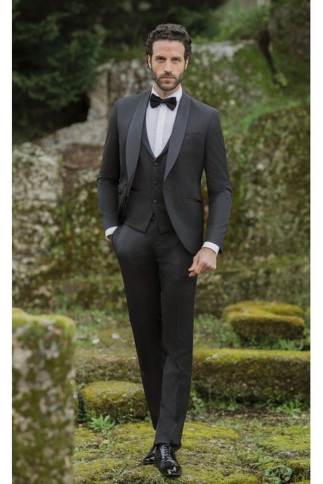 Abito da sposo in lana Super 130's nera ? Tessuto Zignone 26.23.001