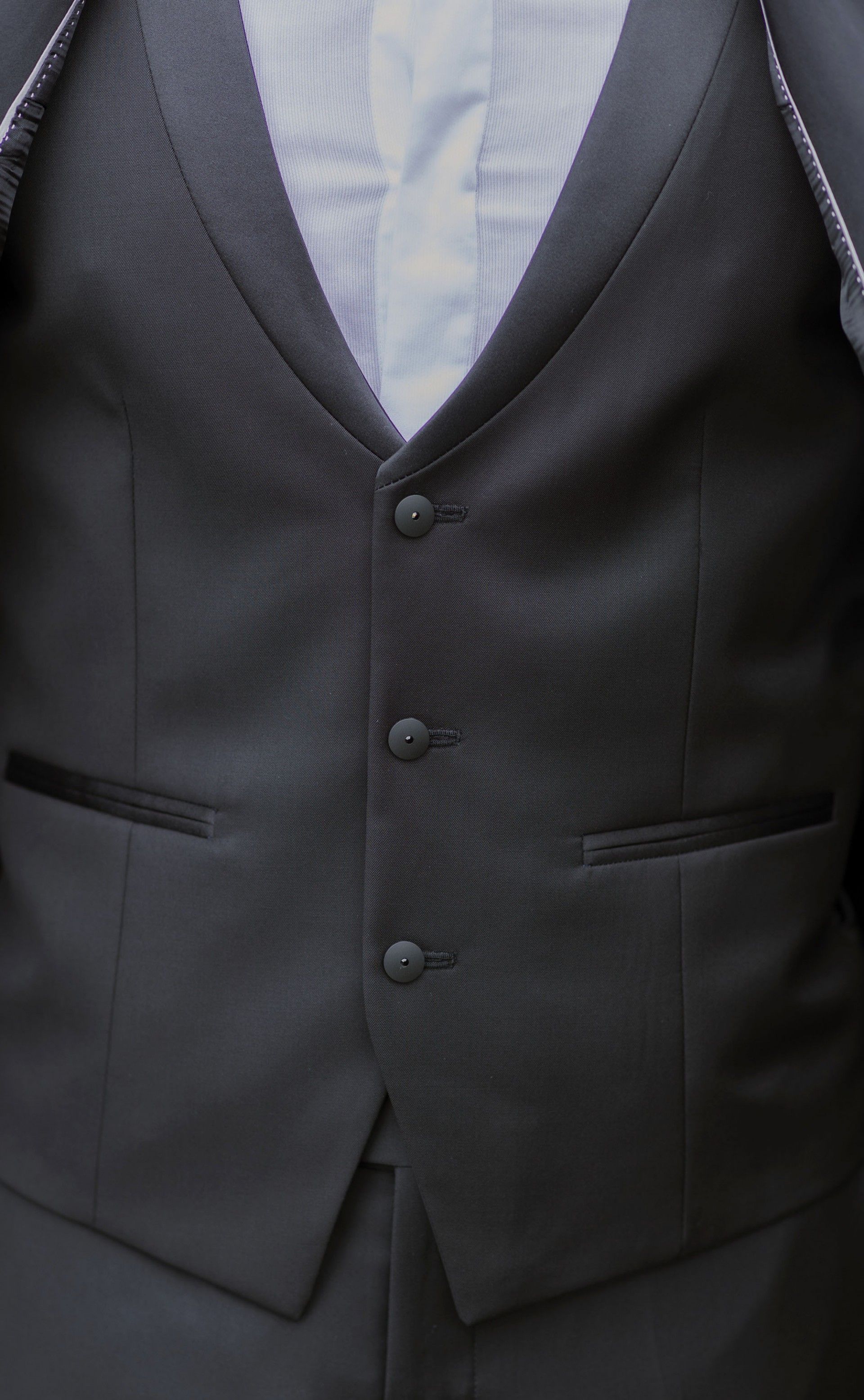 Abito da sposo in lana Super 130's nera ? Tessuto Zignone 26.23.001