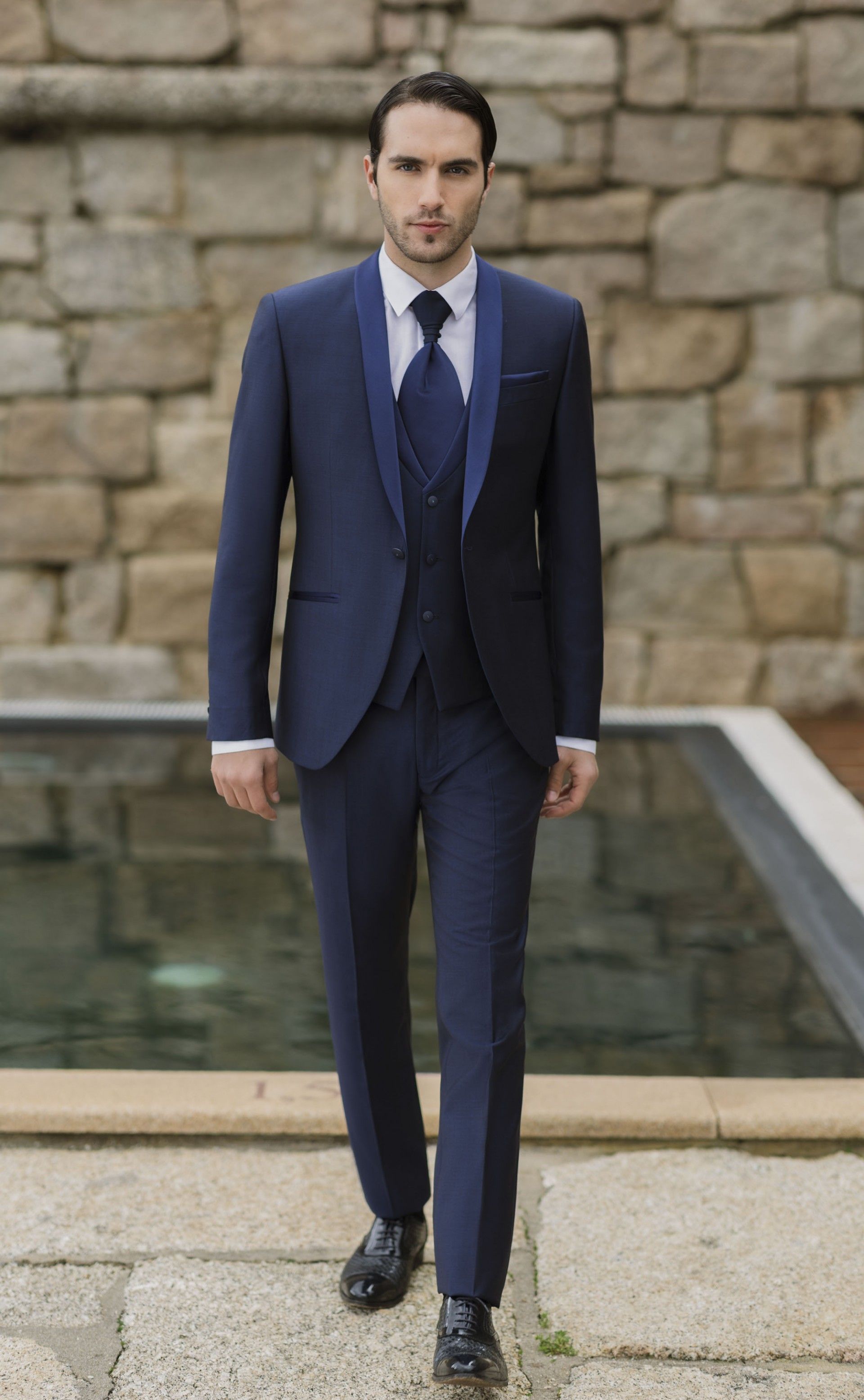 Abito da sposo in lana Super 130's blu ? Tessuto Zignone 26.25.323