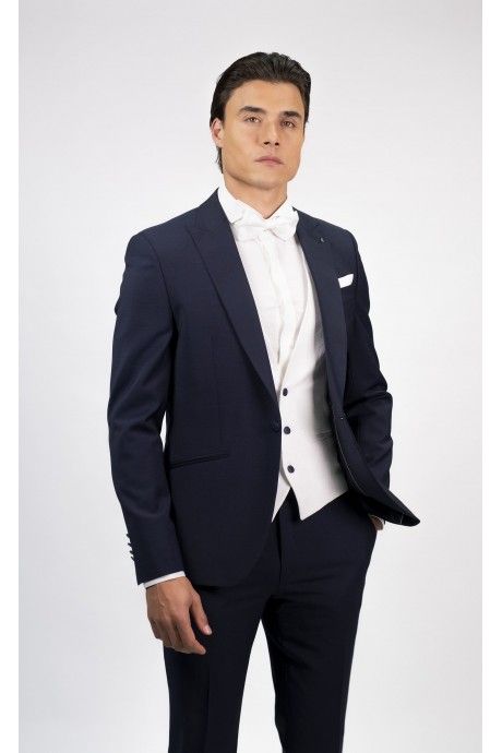 Groom Suit in Wool and Mohair Dark Blue ? Zignone Fabric 26.54.301