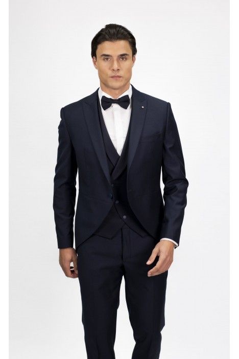 Abito da sposo in lana Super 130's blu scuro ? Tessuto Zignone 26.61.307 Abito da sposo in lana Super 130's blu scuro ? Tessuto Zignone 26.61.307