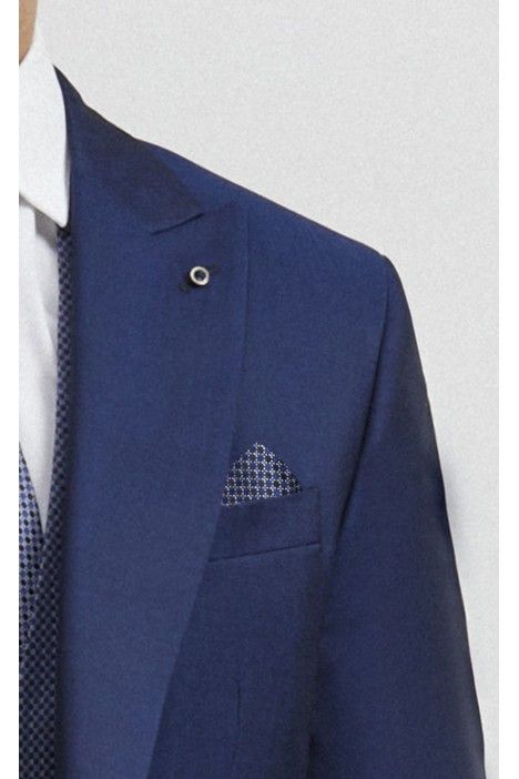 Abito da sposo in lana e mohair blu ? Tessuto Vitale Barberis Canonico 26.57.32N Abito da sposo in lana e mohair blu ? Tessuto Vitale Barberis Canonico 26.57.32N