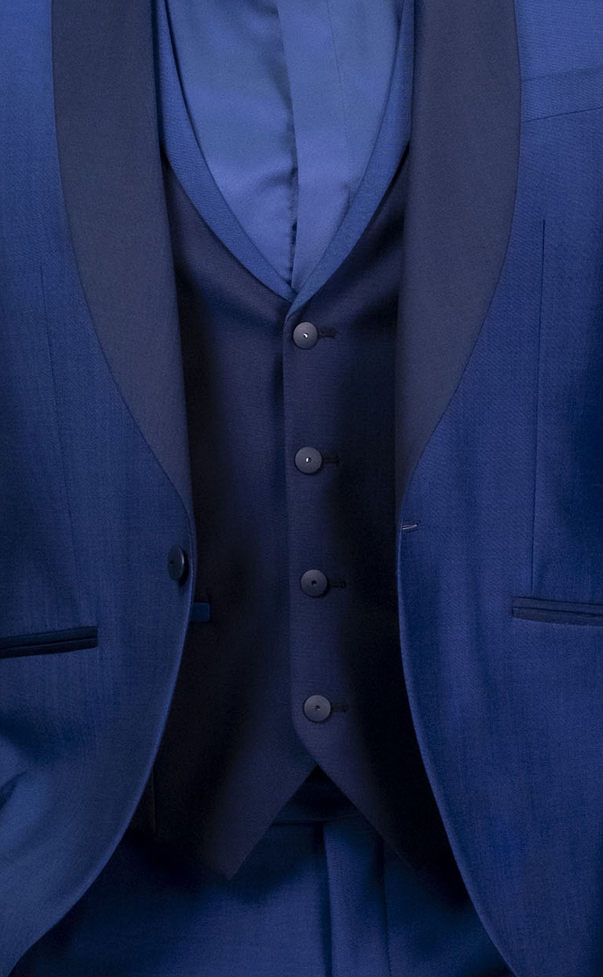 Abito da sposo in lana e mohair blu medio ? Tessuto Vitale Barberis Canonico 26.60.34E