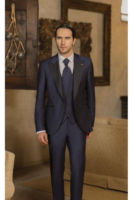 Abito da sposo in lana stretch blu ? Tessuto Zignone 26.03.310