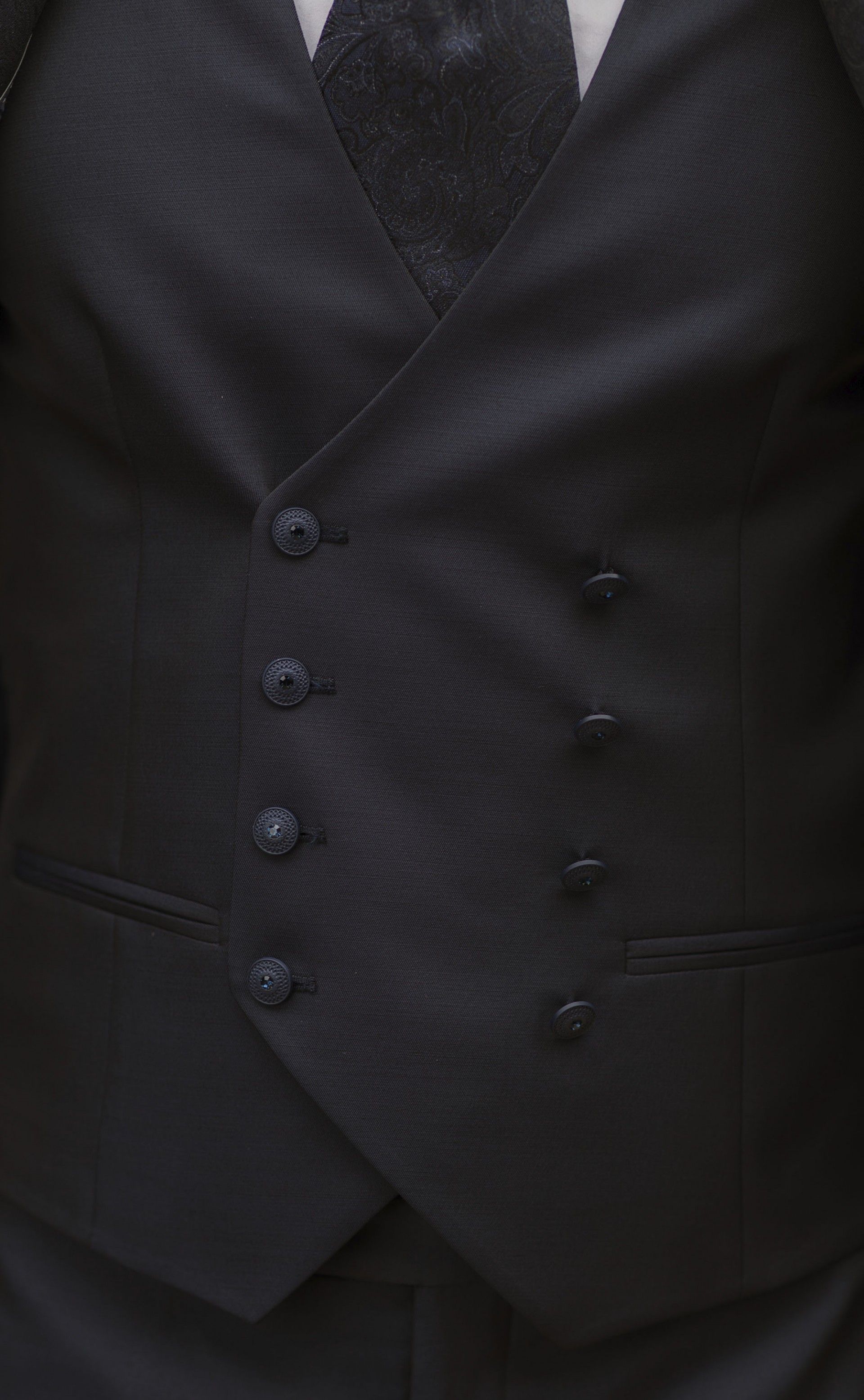 Abito da sposo in lana lurex broccato blu 26.08.300