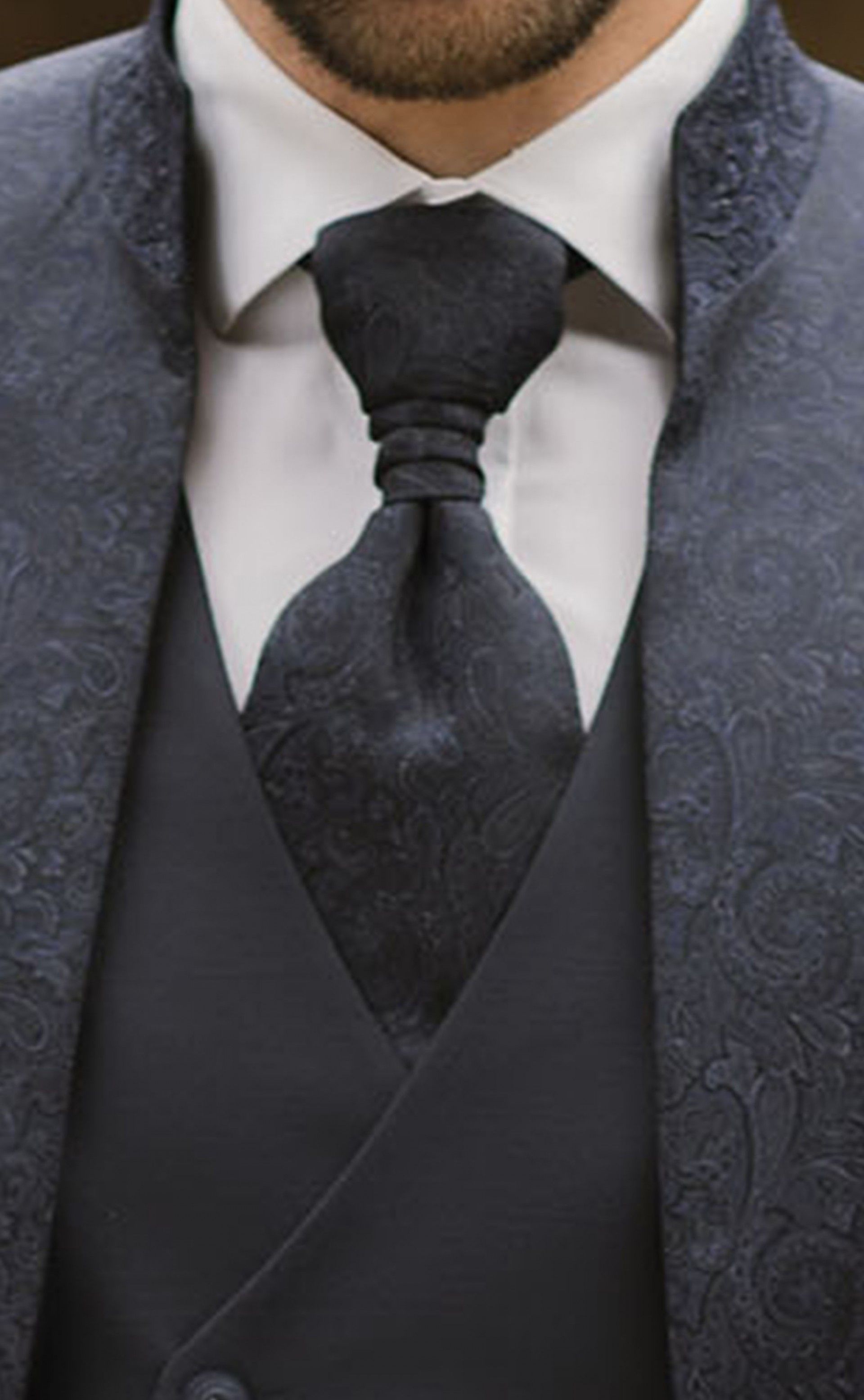 Abito da sposo in lana lurex broccato blu 26.08.300