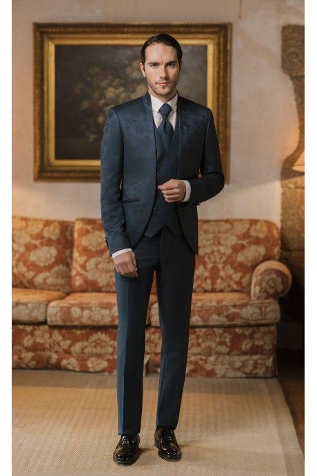 Abito da sposo in lana lurex broccato verde ? Tessuto Zignone 26.19.900